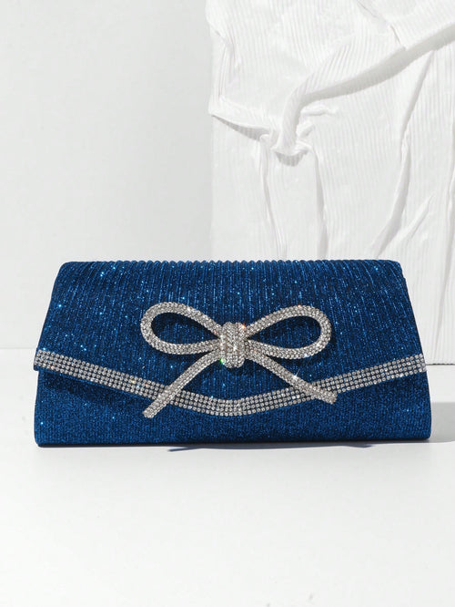 Bow Evening Bag Sparkly Clutch Purses For Women Wedding Glitter Rhinestone Party Prom Purse Dressy Clutch Bags