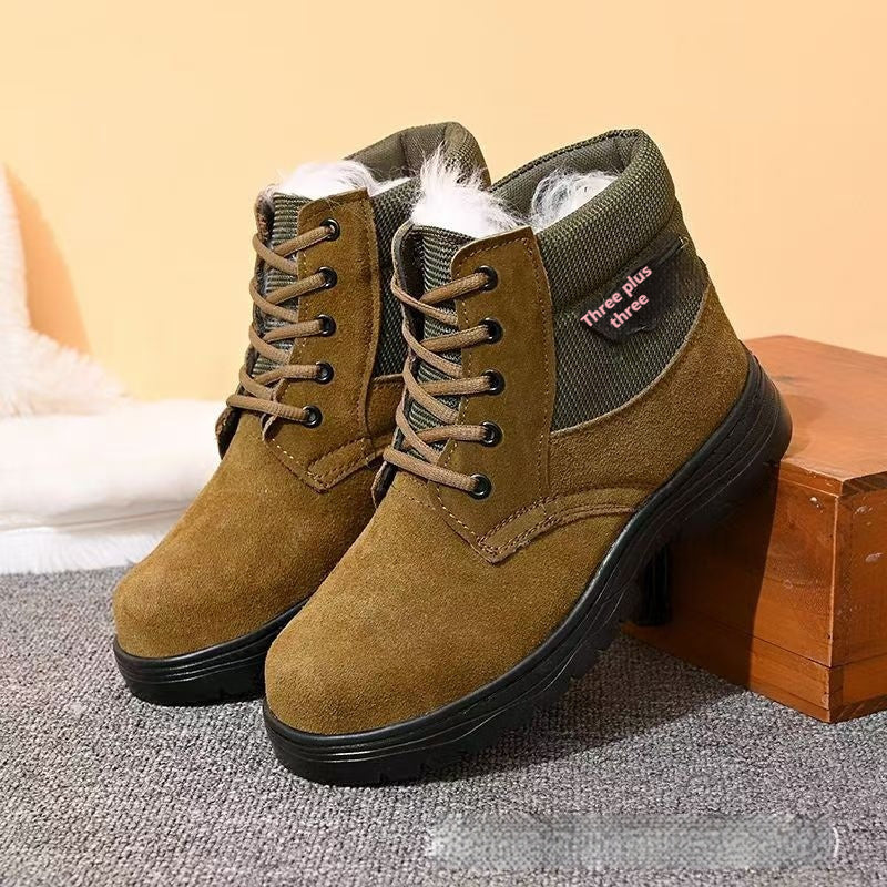 Botas térmicas de algodón con ribete de piel de oveja para hombre