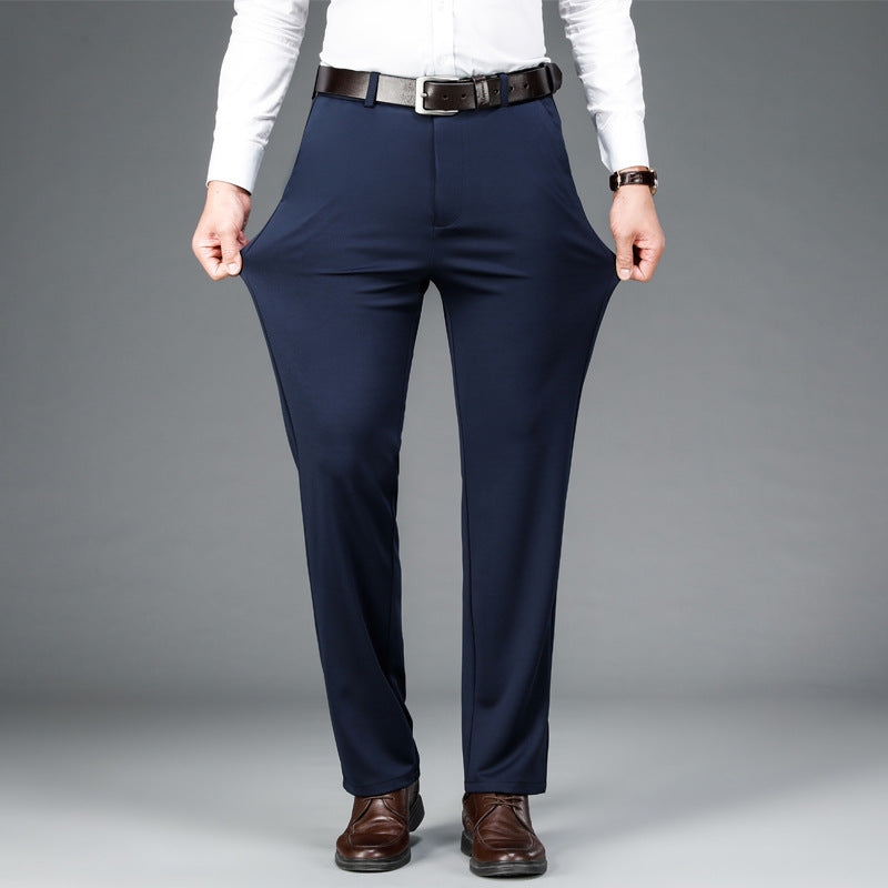 Pantalones casuales rectos de negocios elásticos para hombre