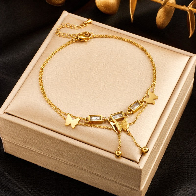 Tobillera de moda para mujer con forma de corazón, concha blanca, árbol de la vida y mariposa