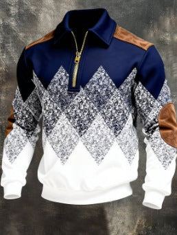 Sudadera informal de manga larga con estampado 3D para hombre