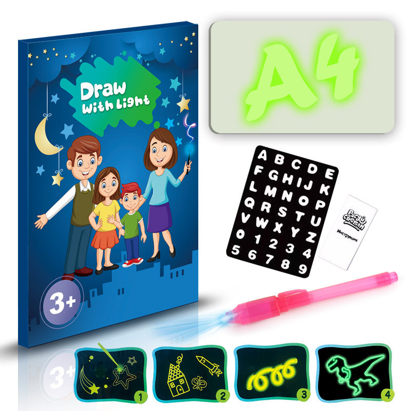 Tablero de dibujo educativo 3D con 8 efectos de luz y rompecabezas