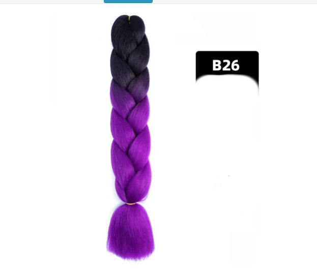 Peluca de seda africana de alta temperatura con fibra química y trenza grande en color degradado