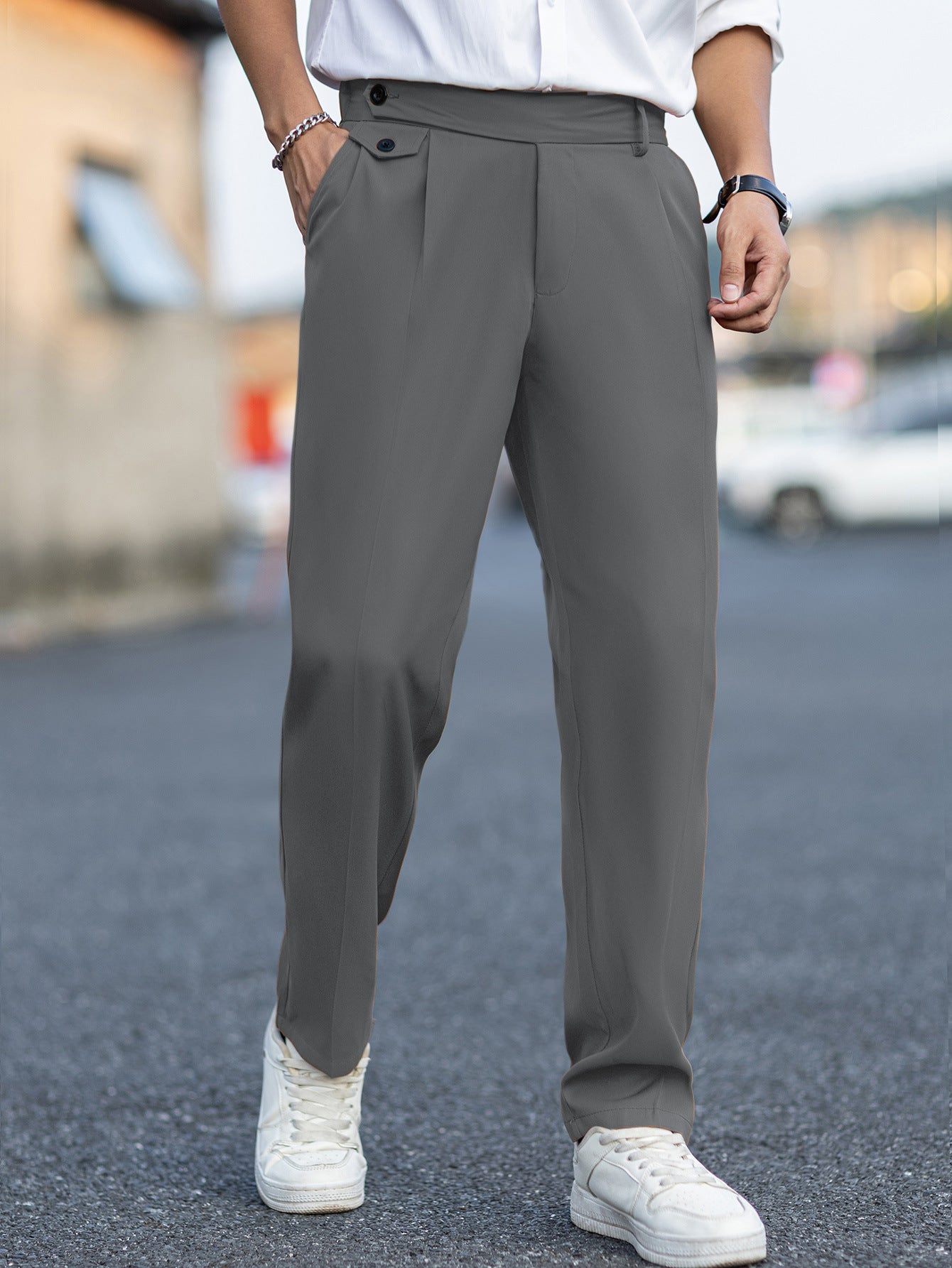 Pantalones rectos casuales, versátiles y elegantes para hombre