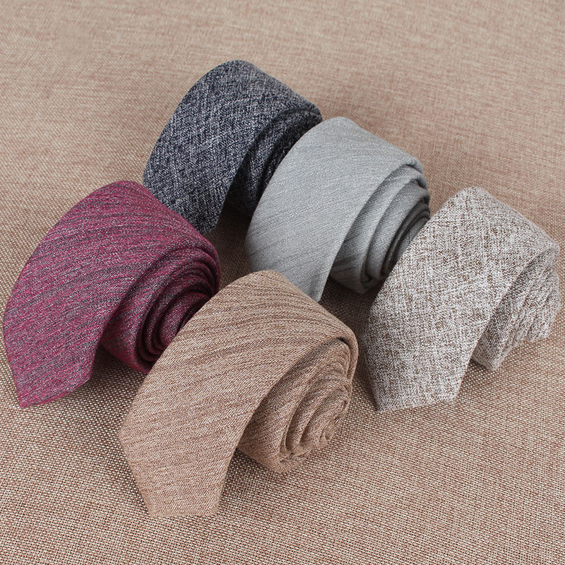 Corbata estrecha de algodón de estilo coreano de color liso para hombre, de 6 cm, para uso formal, informal, de negocios y boda