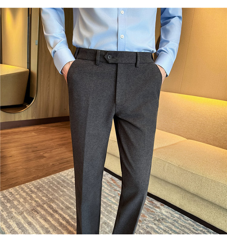 Pantalones de lana gruesos y cálidos con cintura elástica invisible para hombre