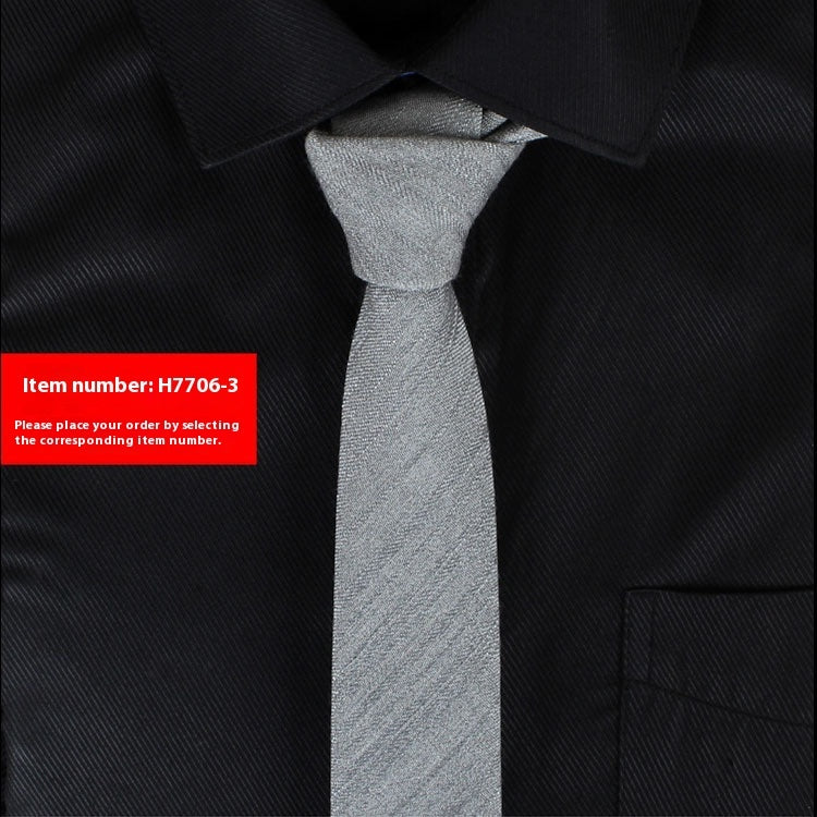 Corbata estrecha de algodón de estilo coreano de color liso para hombre, de 6 cm, para uso formal, informal, de negocios y boda