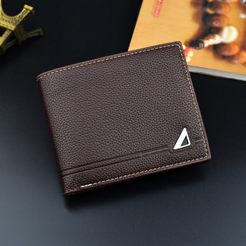 Cartera corta de cuero suave con estampado de lichi para hombre con múltiples ranuras para tarjetas