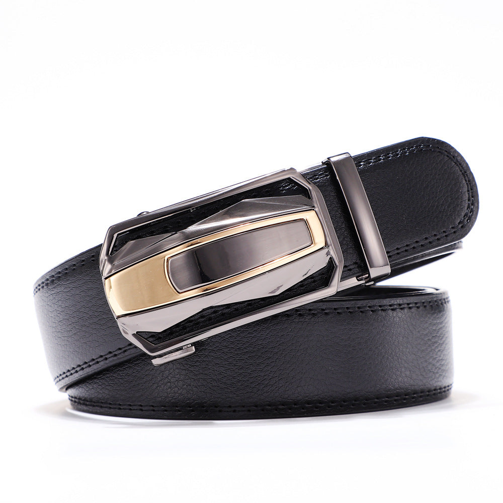 Cinturón de piel de vaca de doble capa para hombre, elegante, informal, de negocios, combinable, para pantalones.