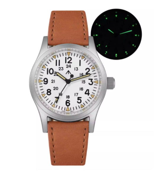 Reloj militar retro con segundero de cuarzo