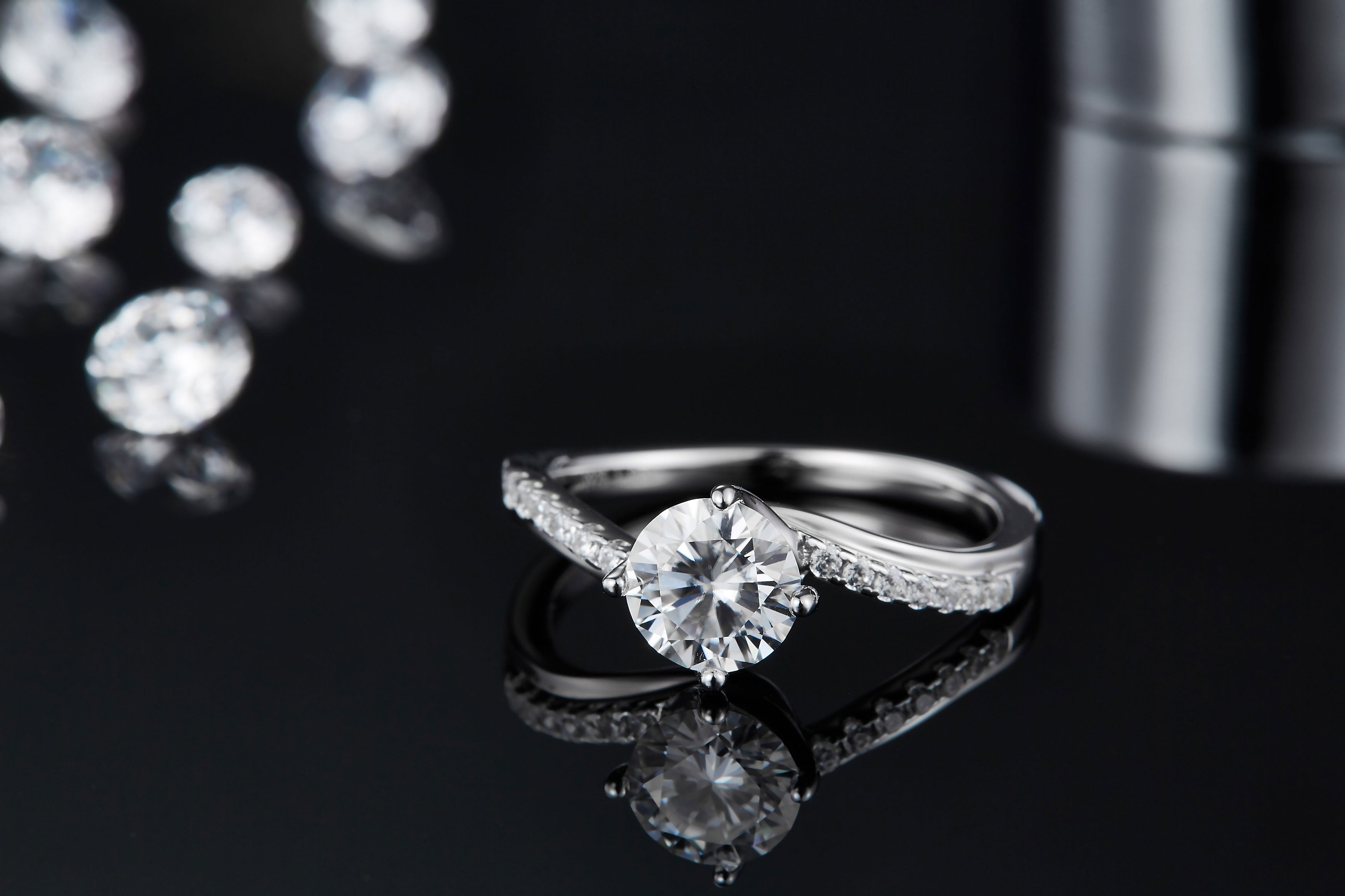 1 carat Luxury And Fashionable Light Luxury Jewelry Silver Ring Set With Top quality Moissanite Silver Plated Platinum