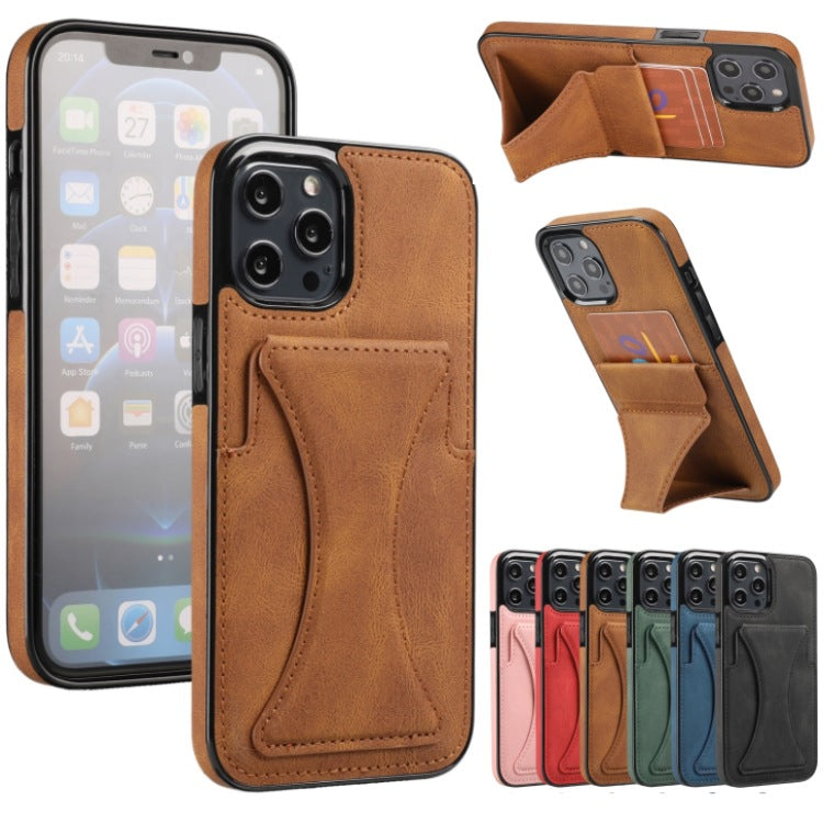 Estuche de cuero con tarjetero - Cartera con soporte
