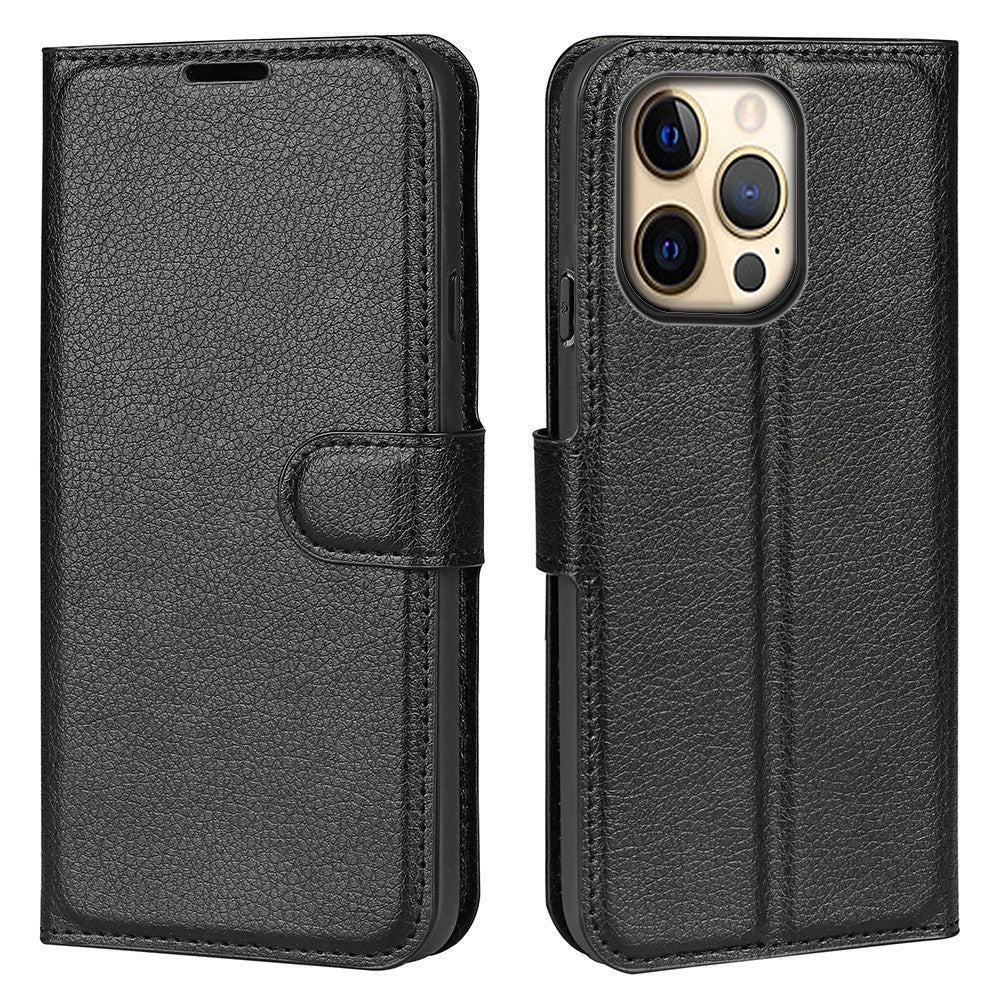 Funda para teléfono con ranura para tarjeta abatible y estampado de lichi