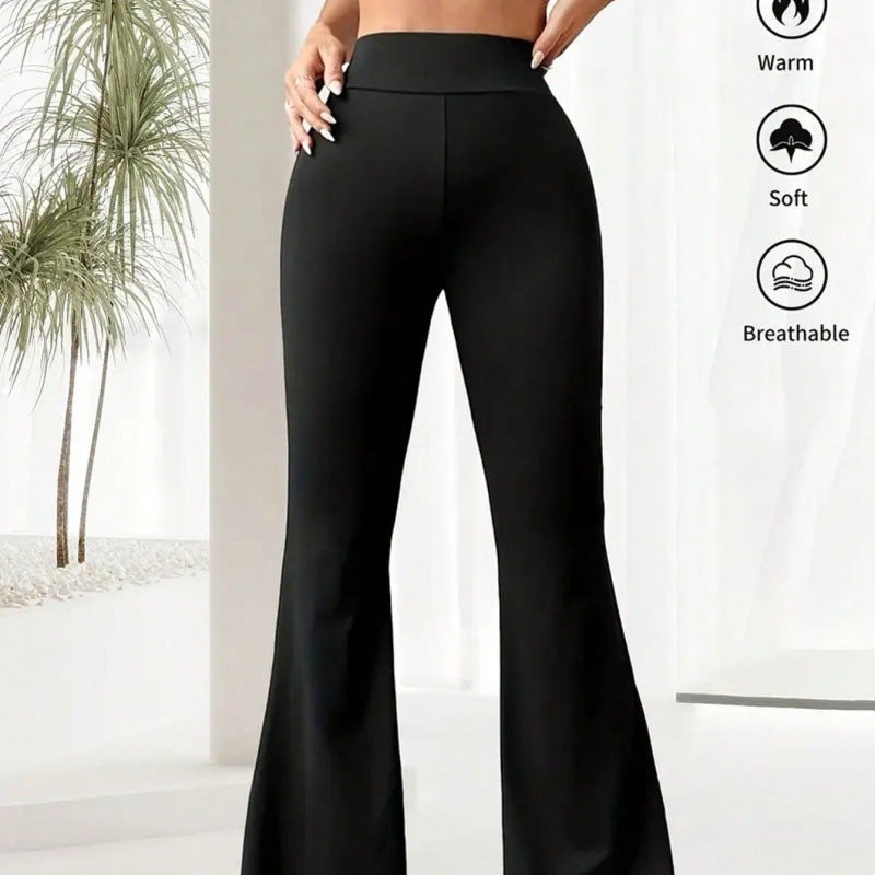 Pantalones de yoga finos de verano para mujer, leggings anchos de cintura alta y pierna recta