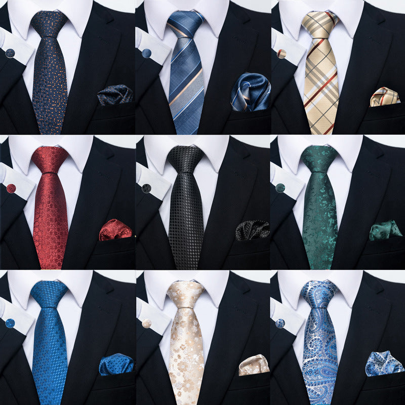 Conjunto de corbata, bufanda y puños con hebilla para hombre, creativo, combinable con todo, para negocios y formal