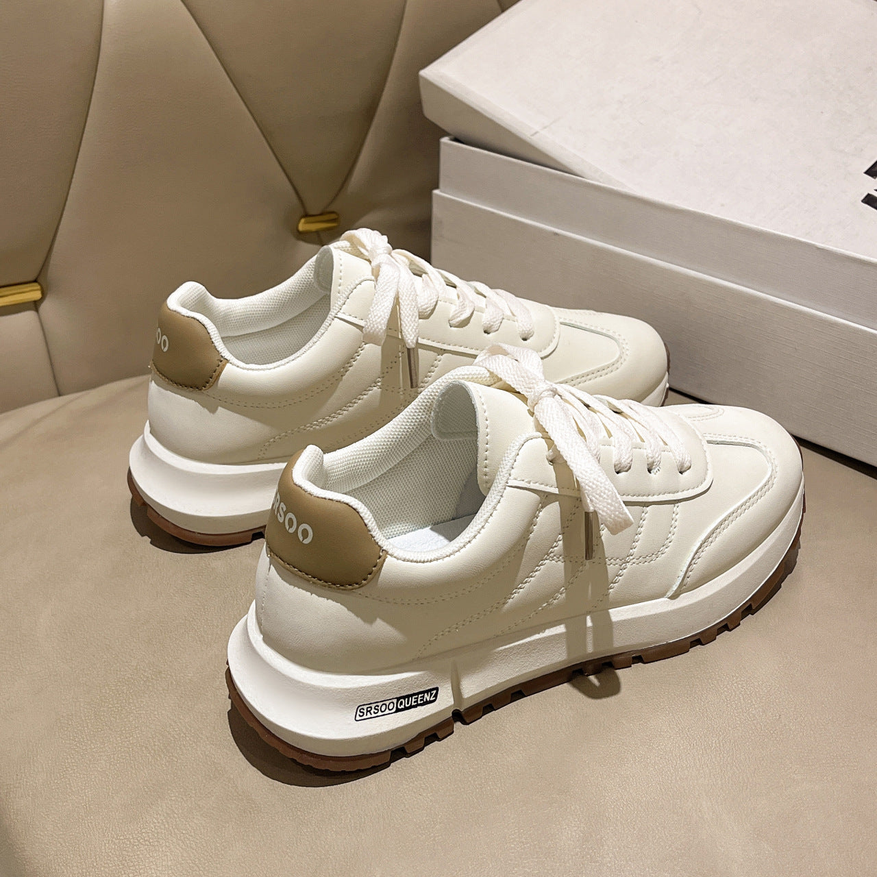 Nuevos zapatos de plataforma blancos de moda de otoño para mujer