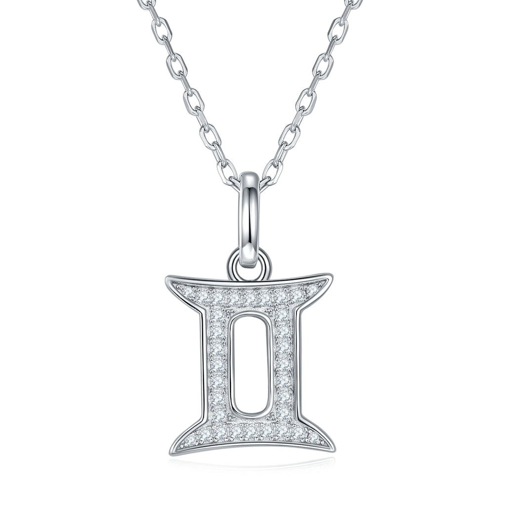 12 Zodiac Signs Gemini Set With Top quality Moissanite Luxurious And Fashionable Light Luxury Trend Jewelry Silver Necklace Pendant Silver Electroplated Platinum