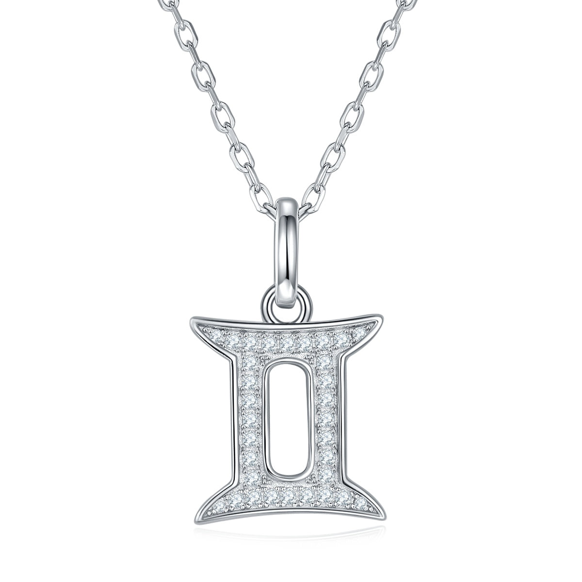 12 Zodiac Signs Gemini Set With Top quality Moissanite Luxurious And Fashionable Light Luxury Trend Jewelry Silver Necklace Pendant Silver Electroplated Platinum