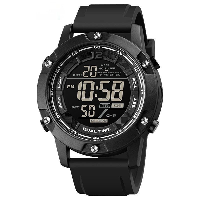 Reloj electrónico deportivo de silicona para hombre, multifuncional.