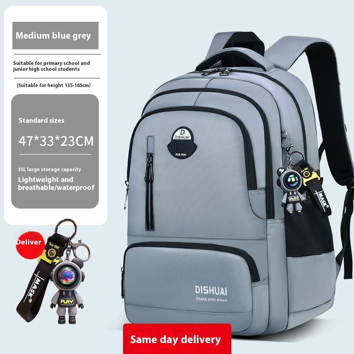 Mochila para niños de gran capacidad y ligera.
