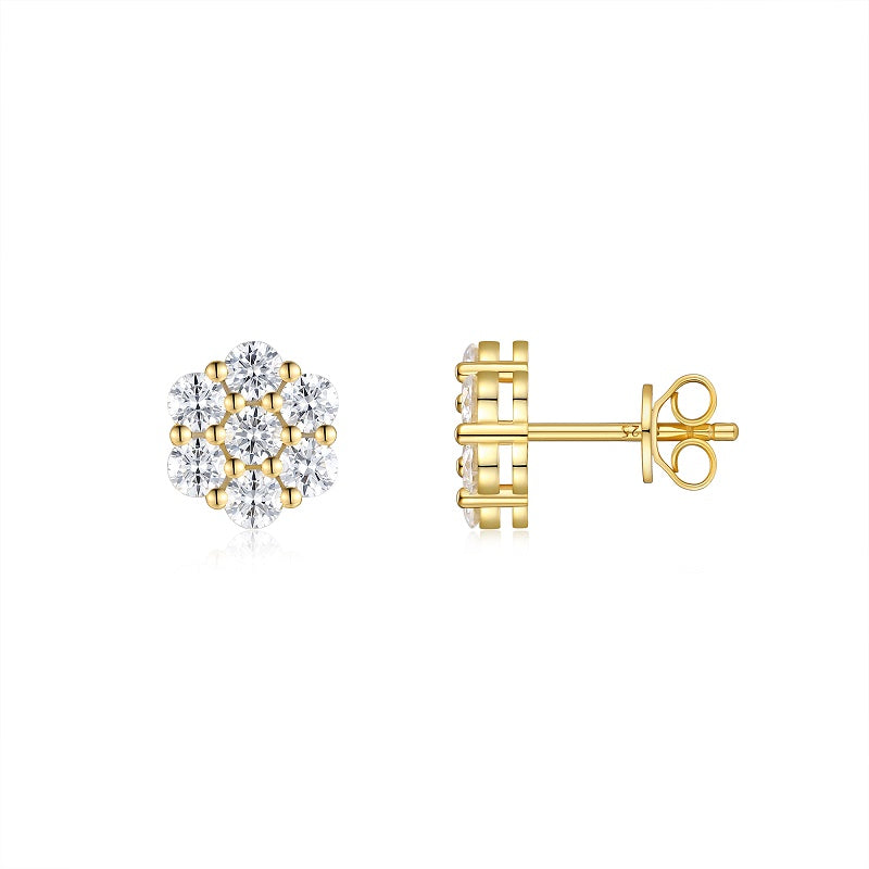 Top-quality Moissanite Luxury And Fashionable Light Luxury Jewelry Silver Stud Earrings S925 Silver Electroplated Gold
