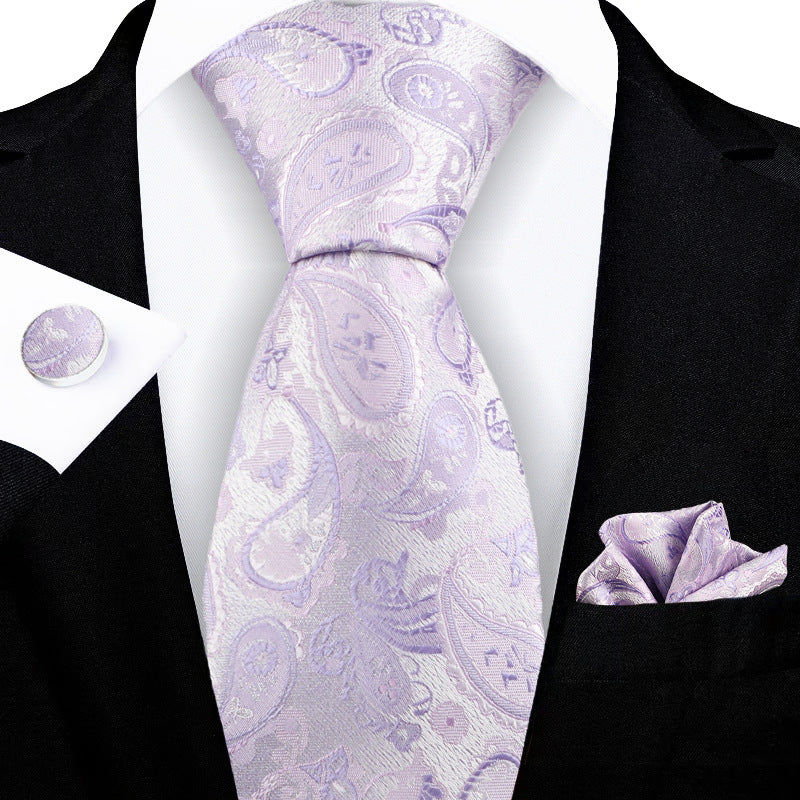 Corbata con flores de anacardo bordadas en jacquard