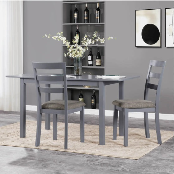 Mesa de comedor extensible de 59 pulgadas, moderna mesa de comedor para 4-8 personas, mesa de cocina de madera, comedor, oficina, sala de estar para espacios pequeños, gris oscuro