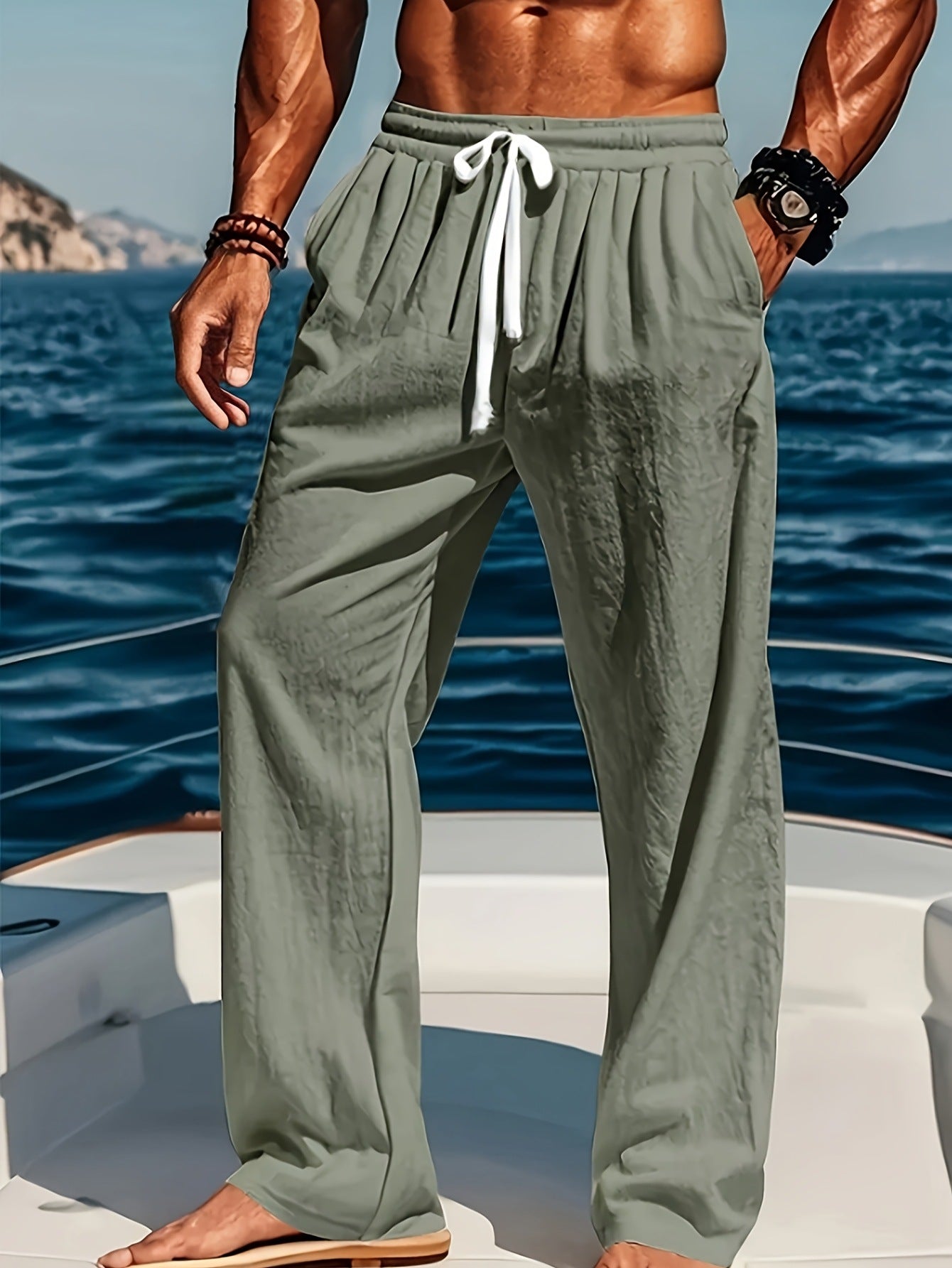 Breathable Cotton-Linen Loose-Fit Casual Sports Trousers