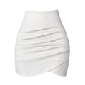 Womens Pleated Wrap Asymmetrical High-Waist Casual Shorts