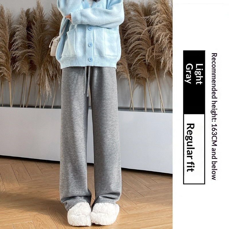 New Relaxed-fit Figure-flattering Straight-leg Casual Lounge-style High-waist Slim Wide-leg Pants