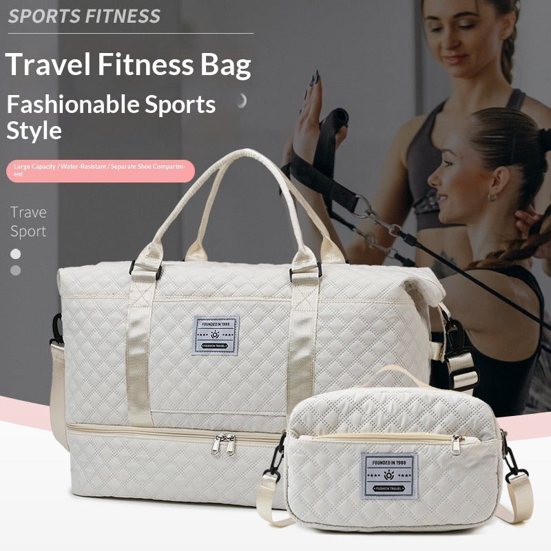 Bolso bandolera de viaje de gran capacidad con asa bordada y acolchado