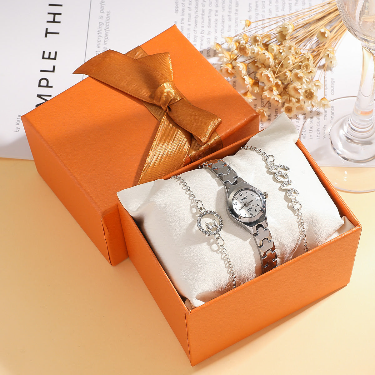 Reloj de pulsera de acero de moda para mujer.