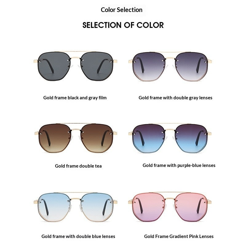 Retro Double-bridge Hollow-out Metal Sunglasses With A Premium, High-end Look