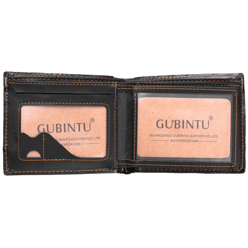 Cartera de cuero corta y sencilla para hombre