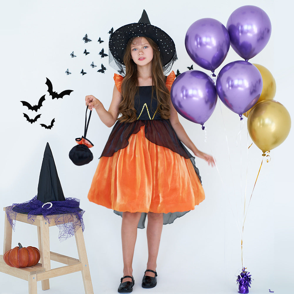 Disfraz de bruja de Halloween para actuación, vestido de princesa