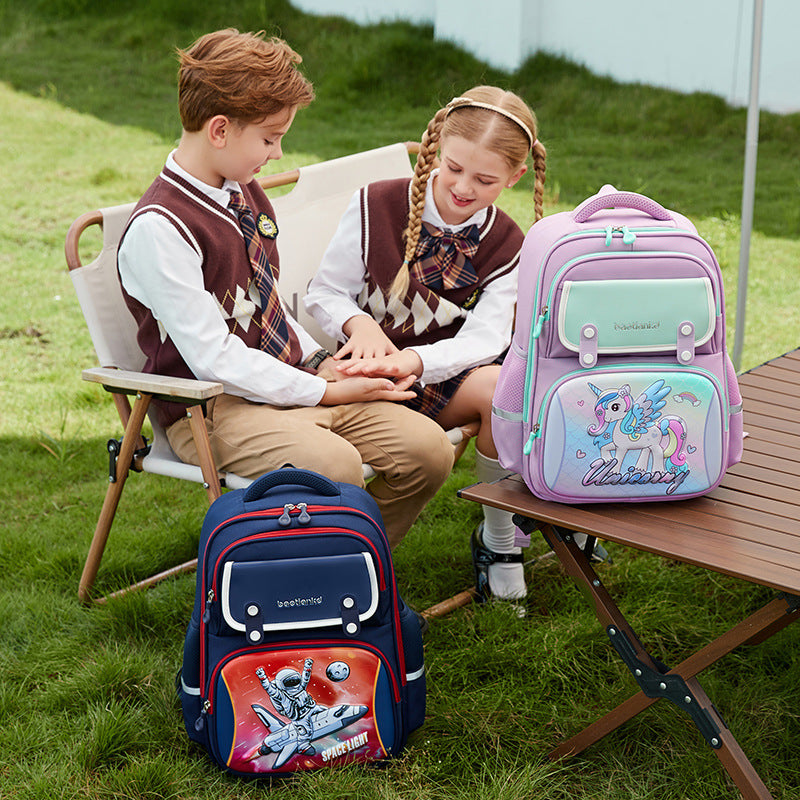 Mochila escolar para niños, ligera, de gran capacidad y con dibujos animados.