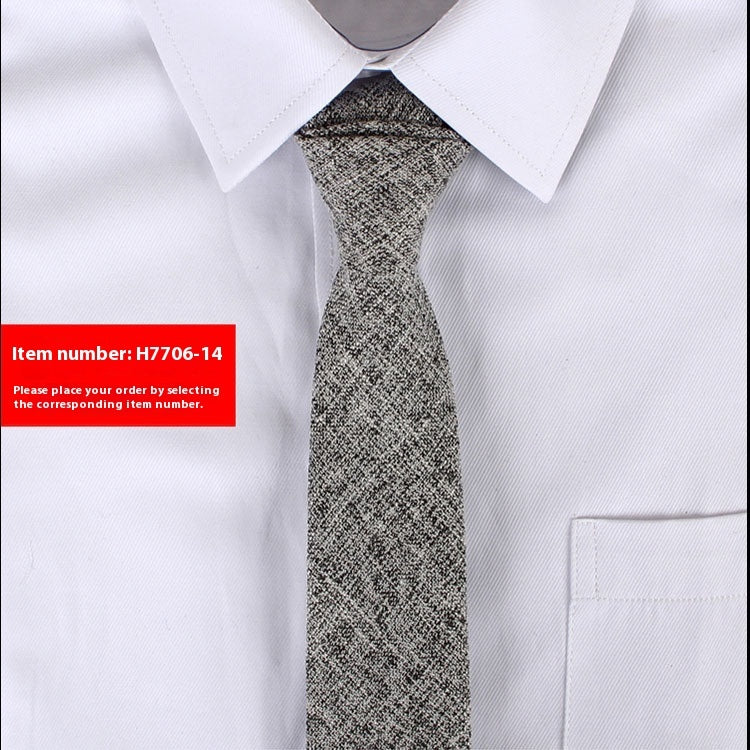 Corbata estrecha de algodón de estilo coreano de color liso para hombre, de 6 cm, para uso formal, informal, de negocios y boda