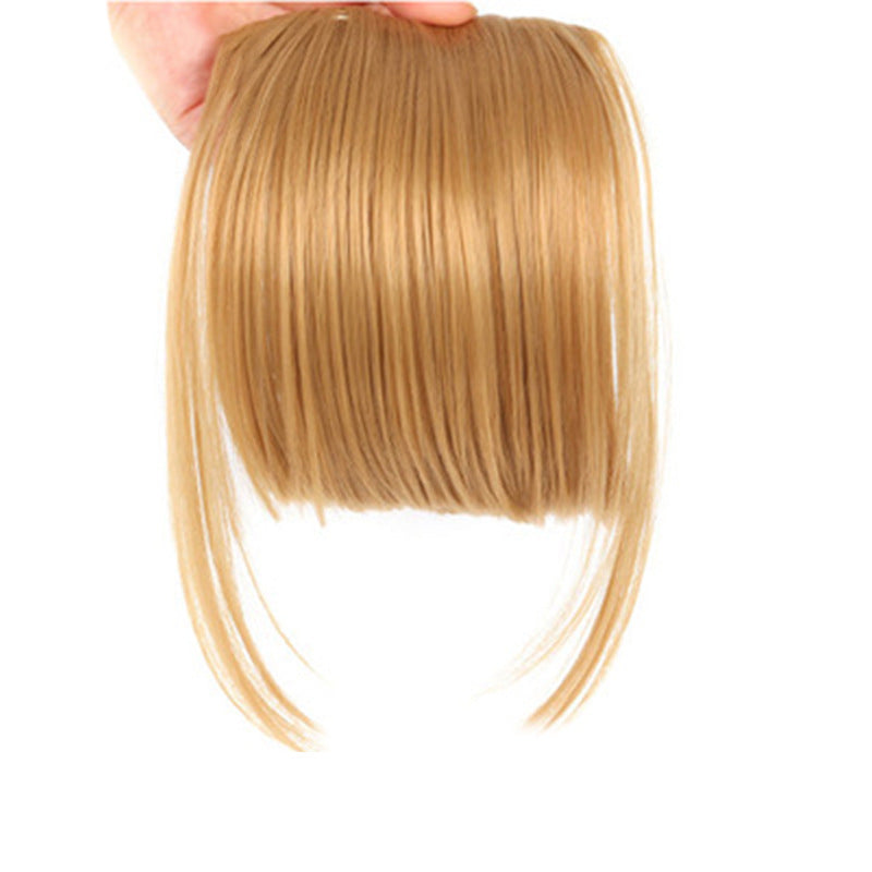 Peluca sintética de estilo europeo y americano con flequillo lateral y pinzas para el pelo para mujer.