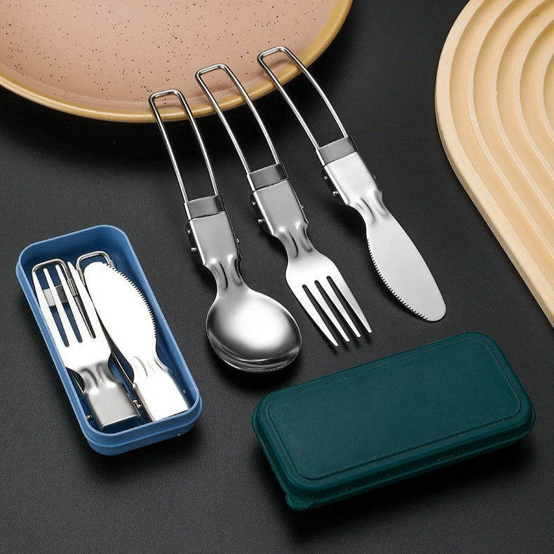 Bolsa de almuerzo azul marino con juego de cuchillo, tenedor y cuchara 