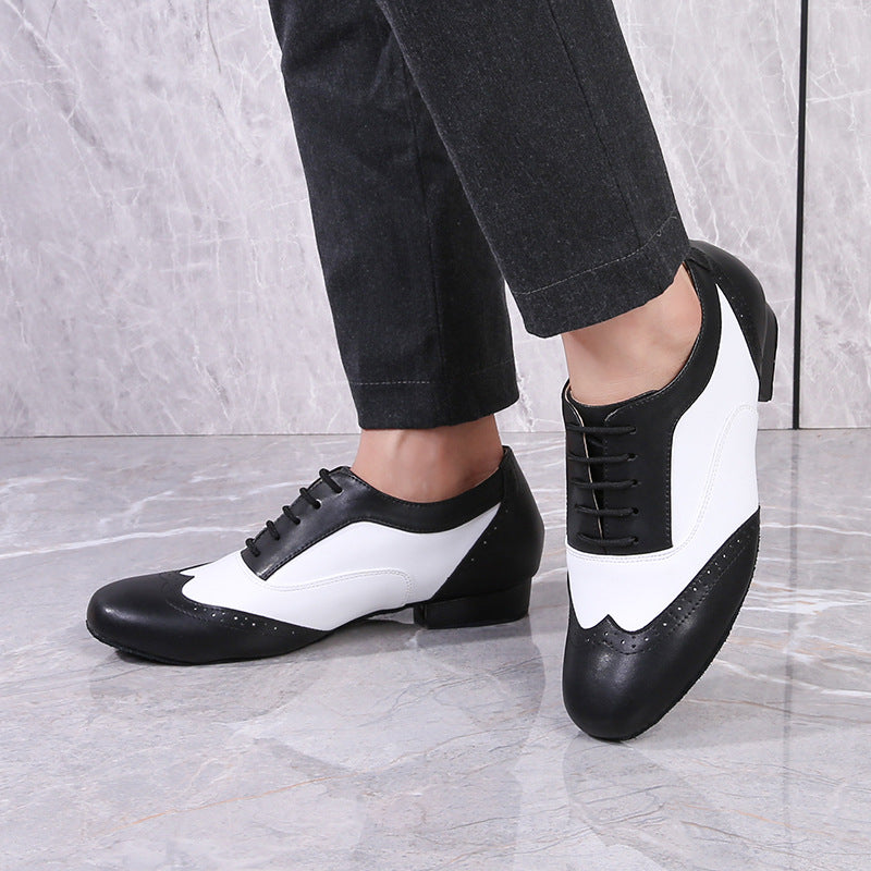 Zapatos de baile de salón de cuero para baile cuadrado y latino, con suela blanda, para adultos.