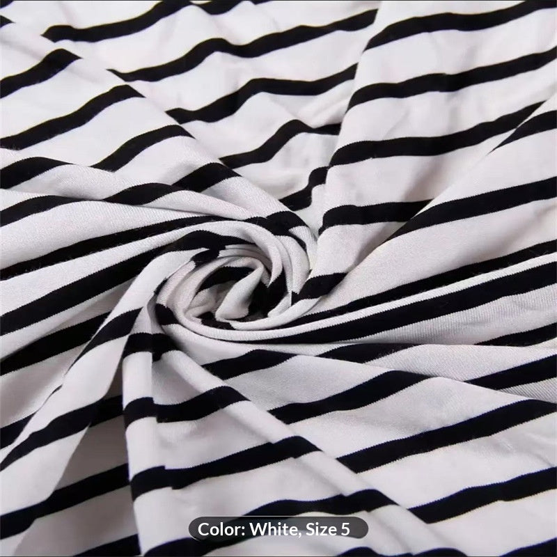 Womens Crew-neck Striped Short-sleeve T-shirt