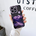 Nueva funda morada oscura para Apple 14 con paisaje de montaña
