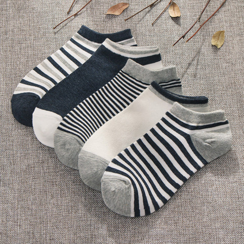 Calcetines tobilleros de corte bajo, transpirables, de algodón, de color liso, de verano, de negocios, modernos, absorbentes del sudor y de corte bajo.