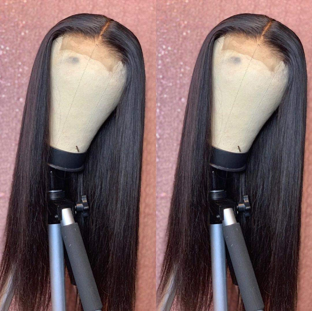 Peluca brasileña de cabello humano con encaje frontal liso