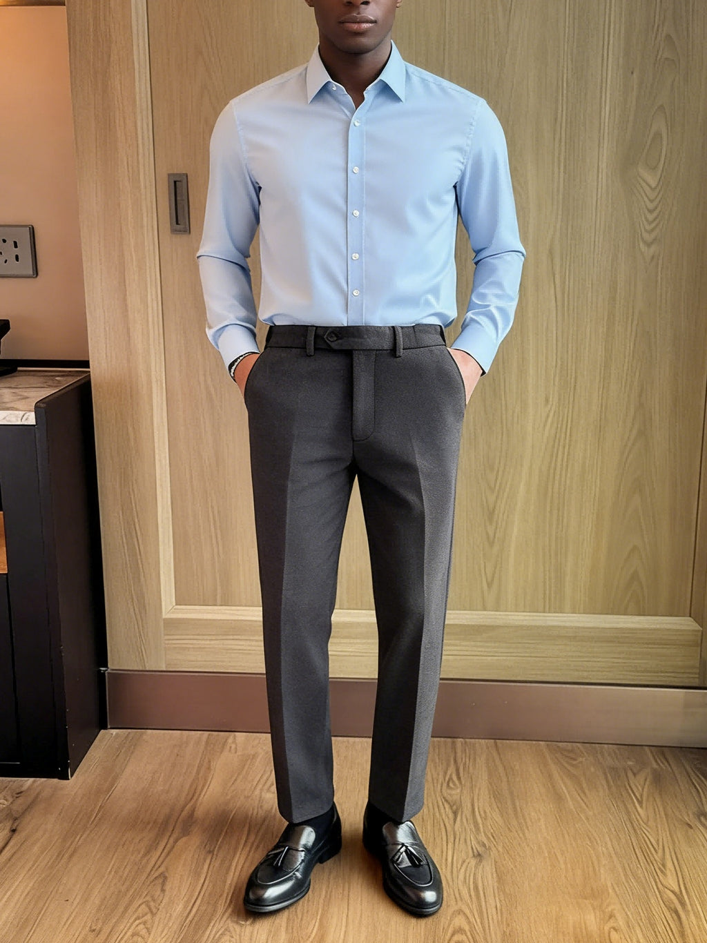 Pantalones de lana gruesos y cálidos con cintura elástica invisible para hombre