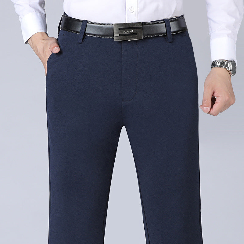 Pantalones casuales rectos de negocios elásticos para hombre