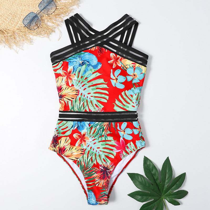 One-piece Printed Bikini Women Two Piece Swimsuit Beach Vacation Summer