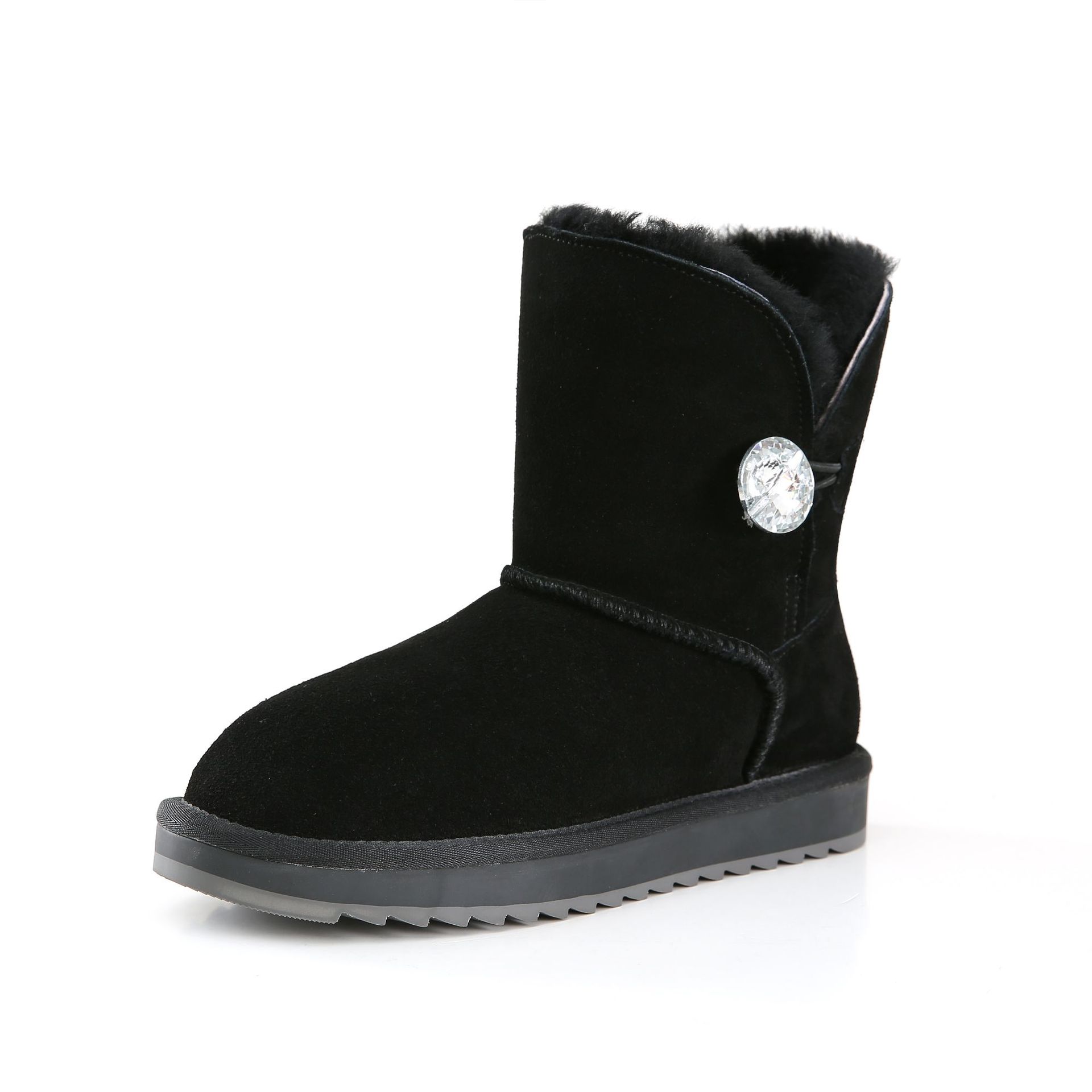 Botas medianas y botas cortas de piel con pelo integrado