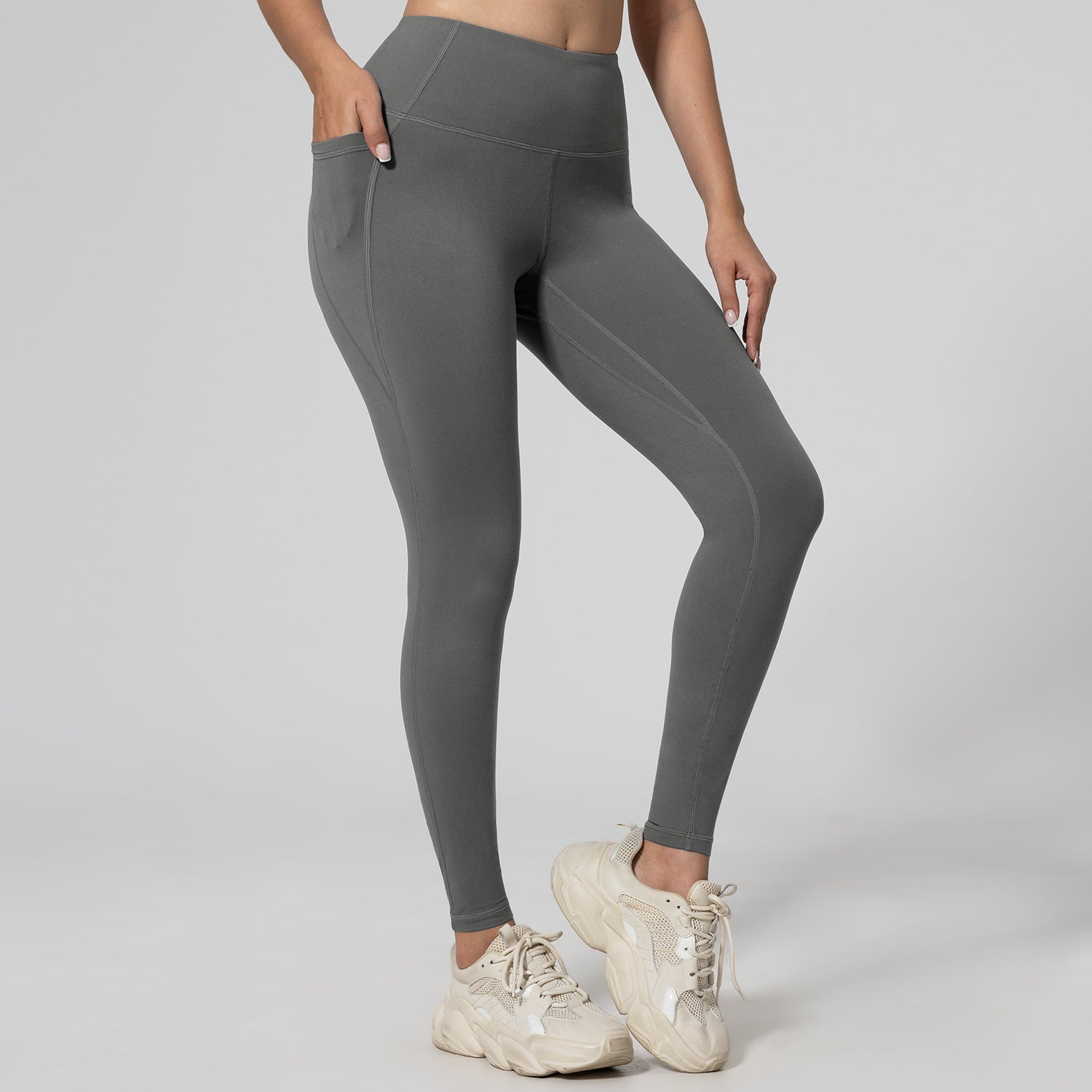 Mallas para correr, fitness, levantamiento de cadera, cintura alta y bolsillos