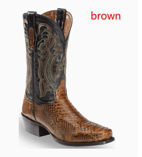 Botas acolchadas con parches y punta bordada para hombre
